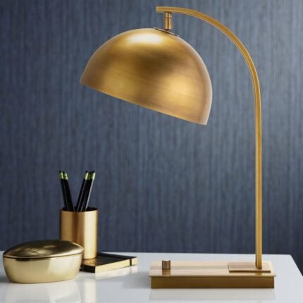 NATURAL BRASS ARC DESK TABLE LAMP