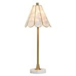 WHITE MARBLE TABLE LAMP WITH BRASS