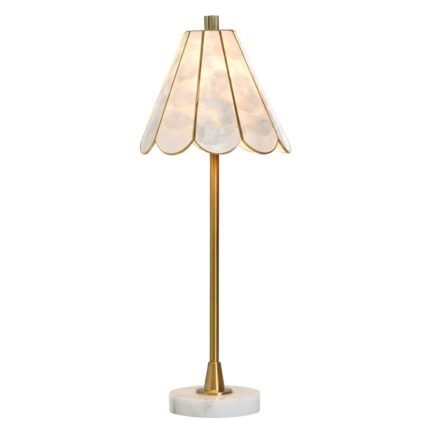 WHITE MARBLE TABLE LAMP WITH BRASS
