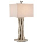 DRIFTWOOD WHITEWASH WOOD TREE TRUNK TABLE LAMP