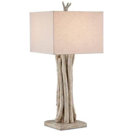 DRIFTWOOD WHITEWASH WOOD TREE TRUNK TABLE LAMP