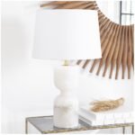 WHITE ALABASTER STONE TABLE LAMP