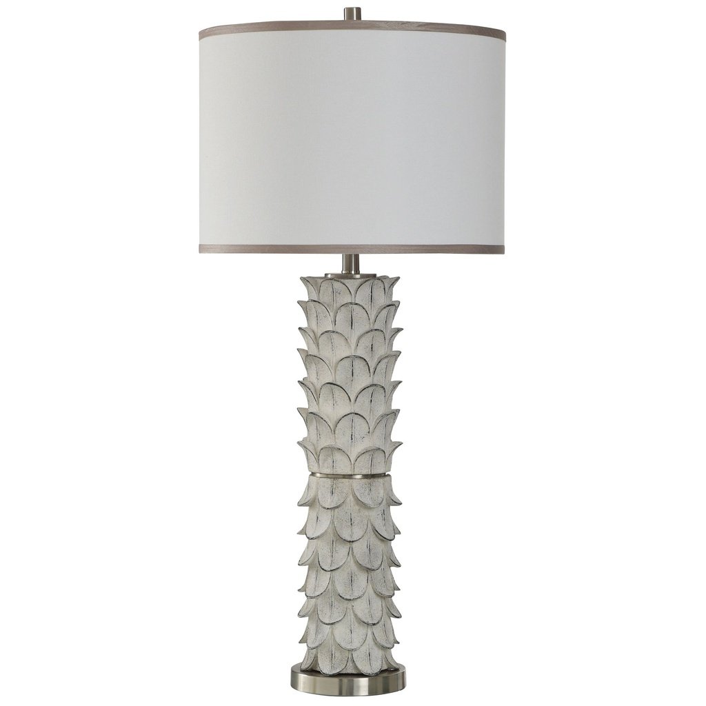 278_image1 WHITE TRANSITIONAL WHITE SHADE TABLE LAMP
