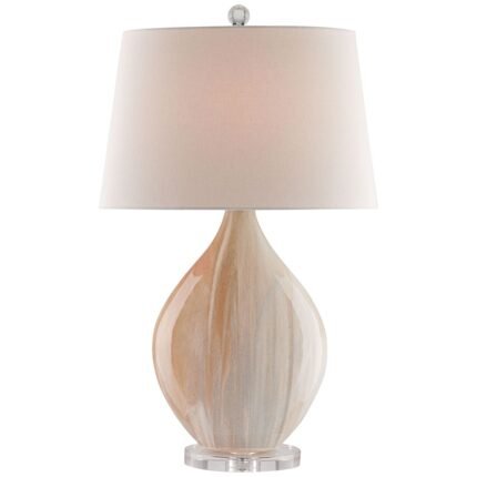 OPAL AMBER OVAL CERAMIC TABLE LAMP