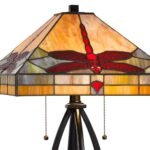CAL LIGHTING DRAGON FLY ART GLASS TABLE LAMP