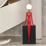 ABSTRACT RESIN LED FLOOR LAMP RED