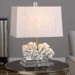 TAUPE IVORY FINISH COASTAL CORAL TABLE LAMP