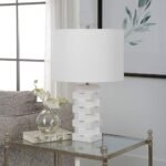 IVORY STACKED STONE ACCENT TABLE LAMP