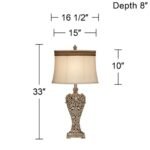TABLE LAMP WITH FLORENTINE SCROLL TRIM SHADE