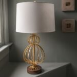 GILT DOUBLE GOURD OPEN METAL TABLE LAMP