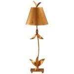 GOLD LEAF STEEL LEAVES BUFFET TABLE LAMP