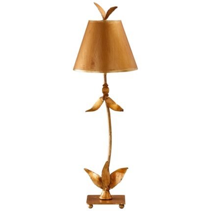 GOLD LEAF STEEL LEAVES BUFFET TABLE LAMP