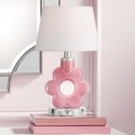 PINK GLASS FLOWER TABLE LAMP
