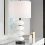 BLACK AND WHITE GLASS TABLE LAMP