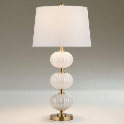 GRACE HIGH PEARL WHITE GLASS TABLE LAMP