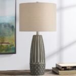 CHARCOAL GRAY STRIPE CERAMIC TABLE LAMP