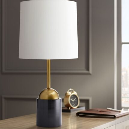 BLACKENED BRONZE ANTIQUE TABLE LAMP