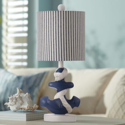 NAVY BLUE AND WHITE COASTAL STYLE TABLE LAMP