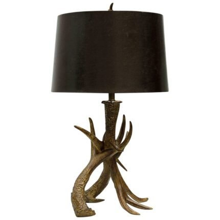 DARK BROWN SHADE ANTLER TABLE LAMP