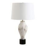 WHITE AND BROWN CERAMIC TABLE LAMP