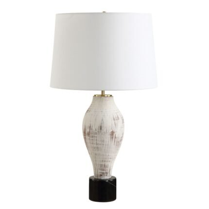 WHITE AND BROWN CERAMIC TABLE LAMP