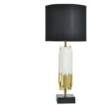BLACK WHITE AND GOLD LEAF TABLE LAMP