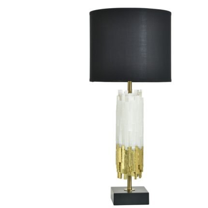 BLACK WHITE AND GOLD LEAF TABLE LAMP