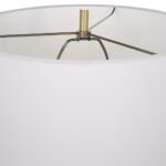 TEXTURED WHITE WASHED WOOD METAL TABLE LAMP