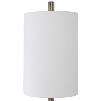 BRASS STEEL AND WHITE MARBLE BUFFET LAMP
