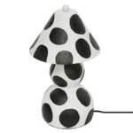 BLACK AND WHITE PAPIER MACHE TABLE LAMP