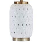 WHITE WICKER CERAMIC TABLE LAMP