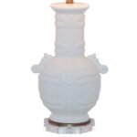 CREAM CRACKLED GLAZE PORCELAIN VASE TABLE LAMP