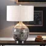 DISTRESSED GRAY CERAMIC TABLE LAMP