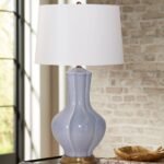 SMOKE GRAY PORCELAIN VASE TABLE LAMP