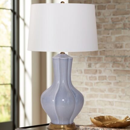 SMOKE GRAY PORCELAIN VASE TABLE LAMP