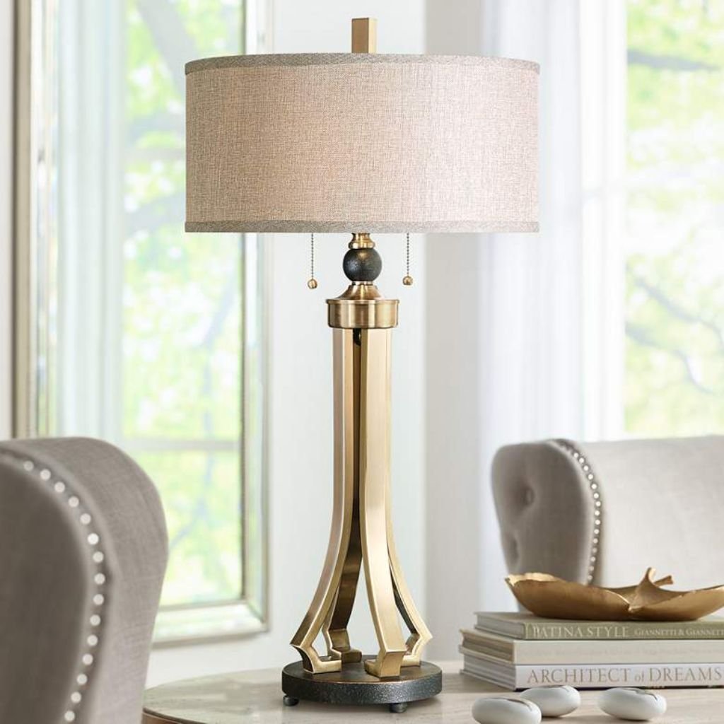 Untitled design (1) UTTERMOST SELVINO BRASS COLUMN TABLE LAMP
