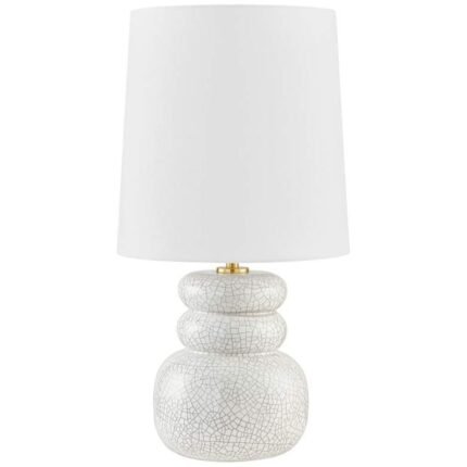 MODERN WHITE CRACKLE CERAMIC TABLE LAMP
