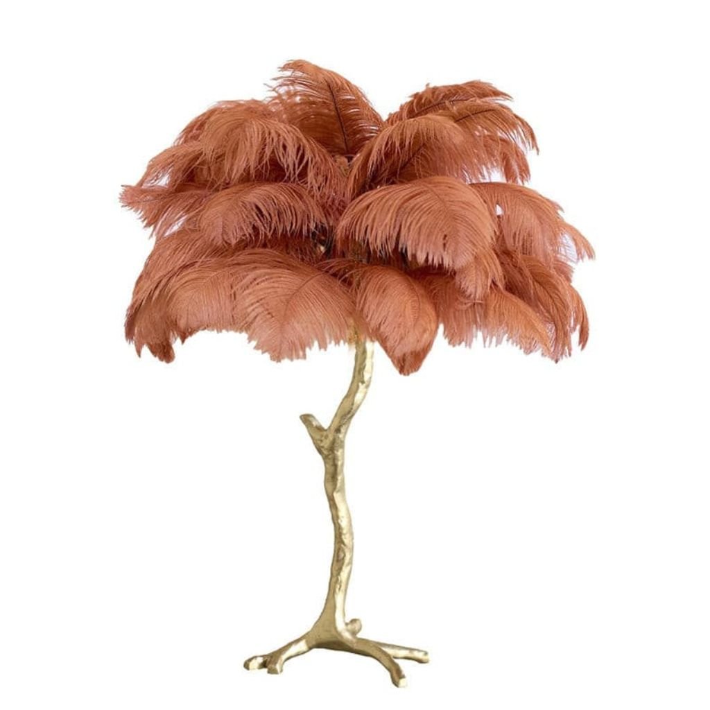 Untitled design (10) OSTRICH FEATHER TABLE LAMP MANDARIN ORANGE