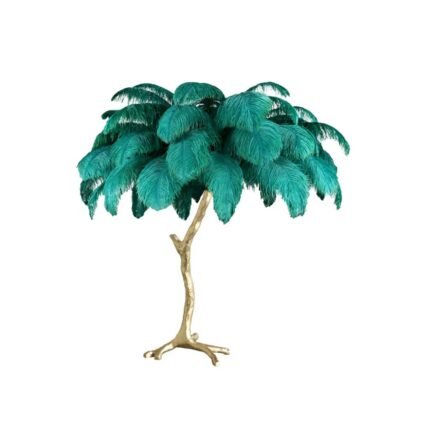 OSTRICH FEATHER TABLE LAMP PEACOCK GREEN