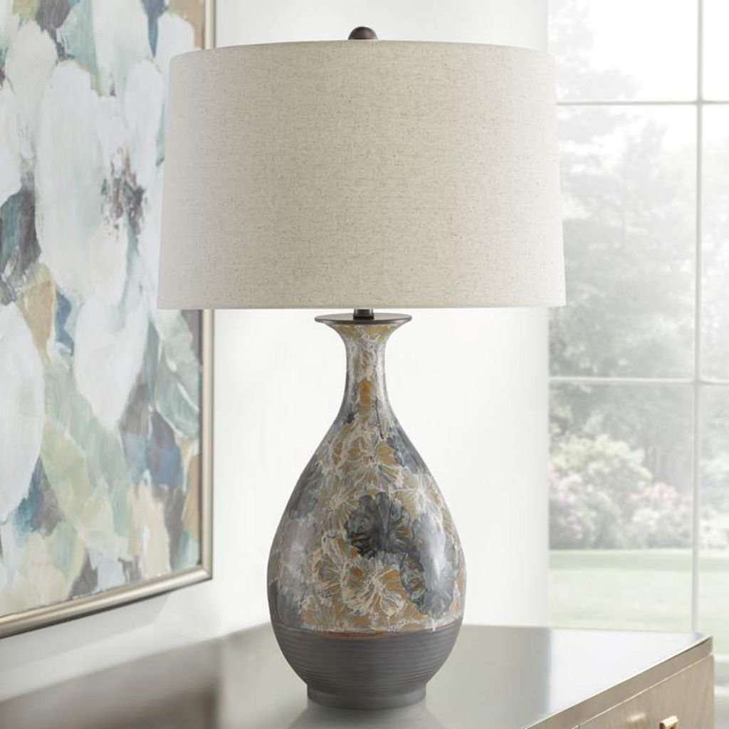 Untitled design FLOWER CREAM BLUE PORCELAIN LAMP