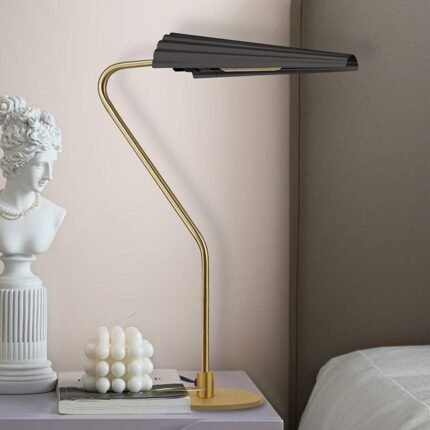 BRASS TABLE LAMP WITH MATTE BLACK SHADE