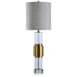 BRASS FINISH AND CRYSTAL TABLE LAMP