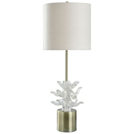 ANTIQUE BRASS & CLEAR TABLE LAMP