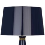 BLUE AND BRASS TABLE LAMP WITH BLUE SHADE