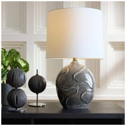 BLACK OBSIDIAN REACTIVE PORCELAIN TABLE LAMP