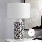 WHITE CHEETAH CERAMIC TABLE LAMP
