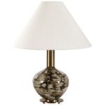Dark Brown Pattern Glass Table Lamp