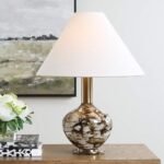 Dark Brown Pattern Glass Table Lamp