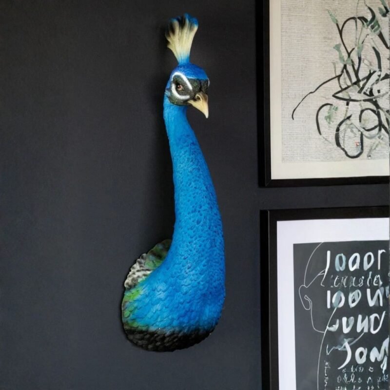 BEAUTIFUL BLUE PEACOCK HEAD WALL DECORATION