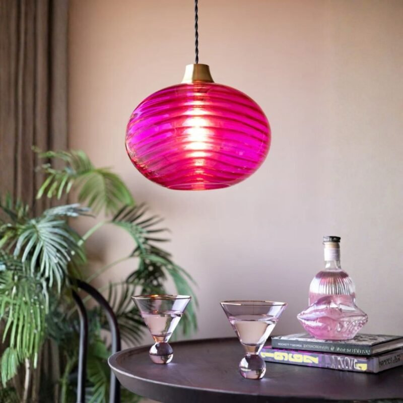 SWIRLED GLASS EASYFIT CEILING LIGHT SHADE IN PINK